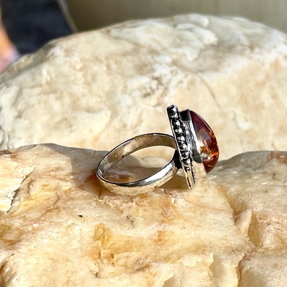 Amber domed teardrop ring size 8, NWT - Picture 4 of 7